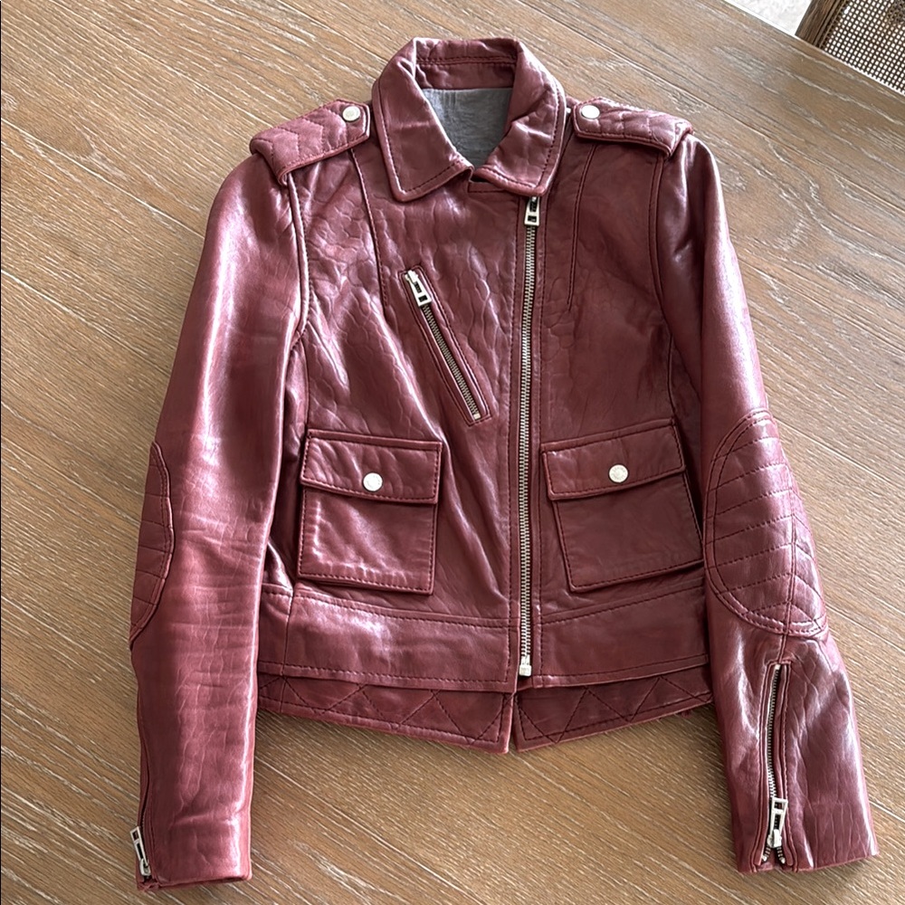 Zadig & Voltaire Deep Rouge leather jacket Size M